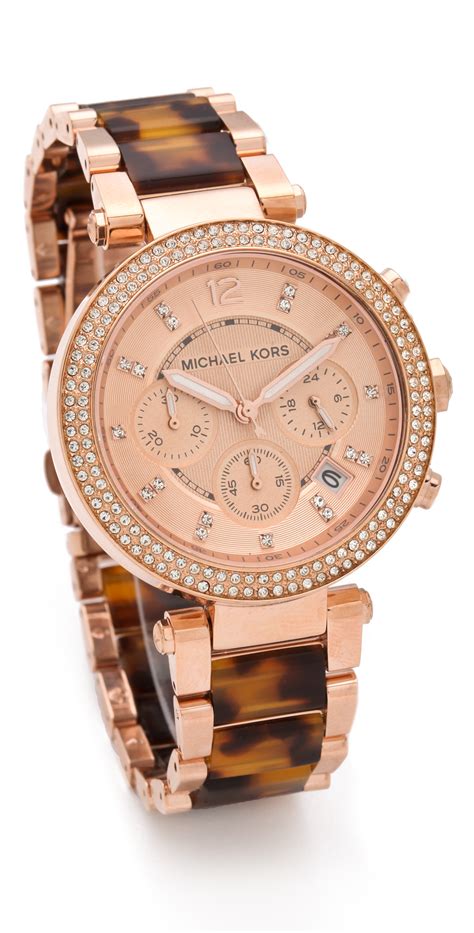 tortoise michael kors watch gold and diamond 2014 womens|Gold.